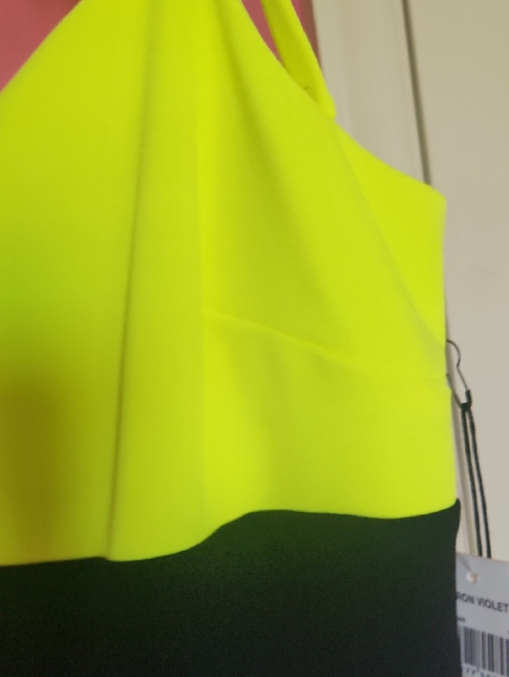 Christian Siriano Neon Yellow, Black & Lavender Tie-Shoulder Midi Dress - Picture 6 of 13